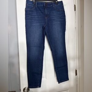 D.Jeans Women’s Dark denim stretch jeans, straight leg high rise size 16